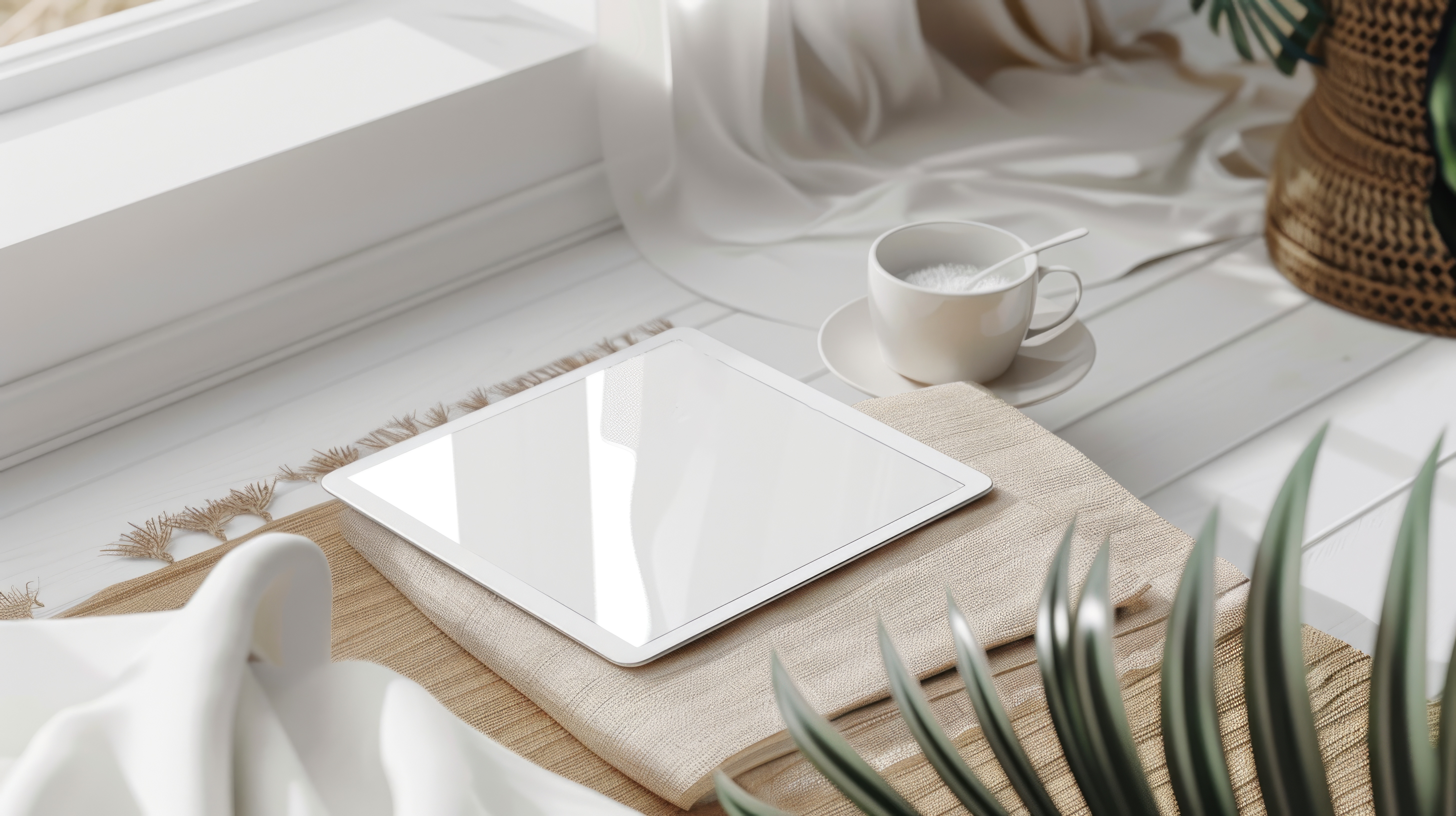 Journal and pen beside a cup of coffee